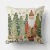 Scandinavisch kerst winterbos met kerstman kussen (Voorkant)