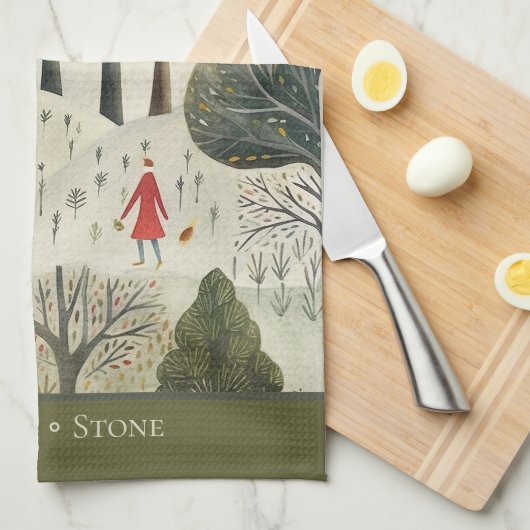 Scandinavisch kerst winterbos met rendieren theedoek (Quarter Fold)