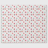 Scandinavisch kerstboom patroon feestelijk cadeaupapier (Vlak)