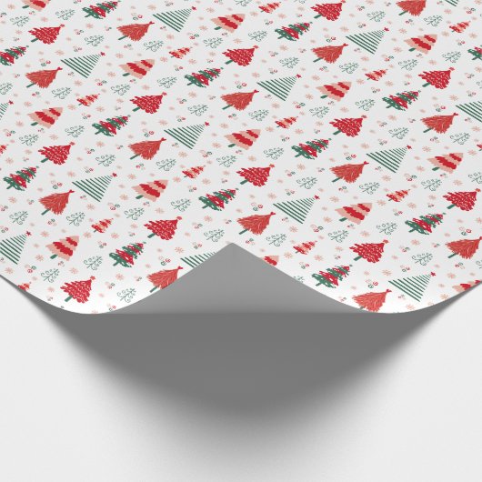 Scandinavisch kerstboom patroon feestelijk cadeaupapier (Hoek)