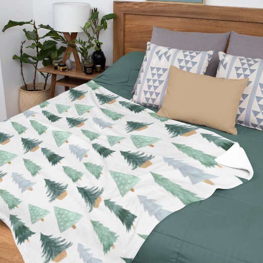 Scandinavisch Kerstboompatroon Fleece Deken