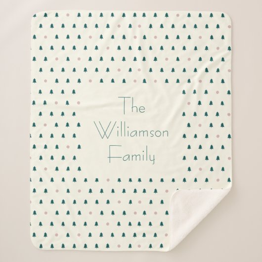 Scandinavisch kerstboompatroon gepersonaliseerd sherpa deken (Voorkant)