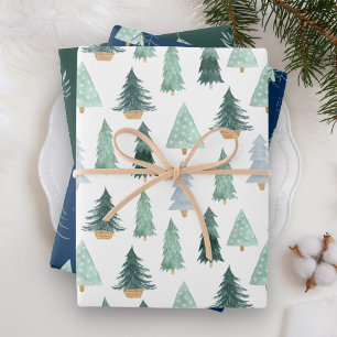 Scandinavisch Kerstboompatroon Inpakpapier Vel