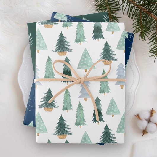 Scandinavisch Kerstboompatroon Inpakpapier Vel