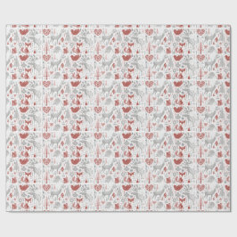 Scandinavisch kerstbos en dieren cadeaupapier