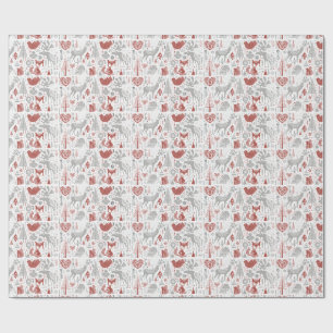 Scandinavisch kerstbos en dieren cadeaupapier