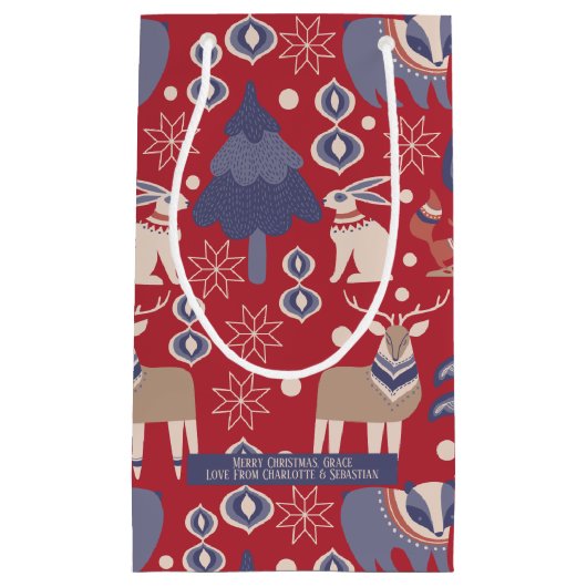 Scandinavisch kerstbos, gepersonaliseerd klein cadeauzakje (Voorkant)