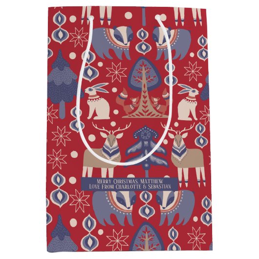 Scandinavisch kerstbos, gepersonaliseerd medium cadeauzakje (Voorkant)