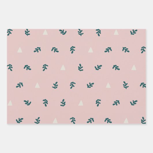 Scandinavisch kerstbotanisch inpakpapier vel (Voorkant)