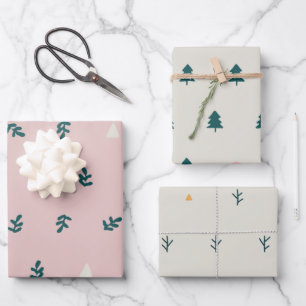 Scandinavisch kerstbotanisch inpakpapier vel