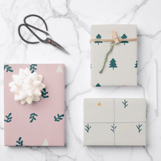 Scandinavisch kerstbotanisch inpakpapier vel (Voorkant)