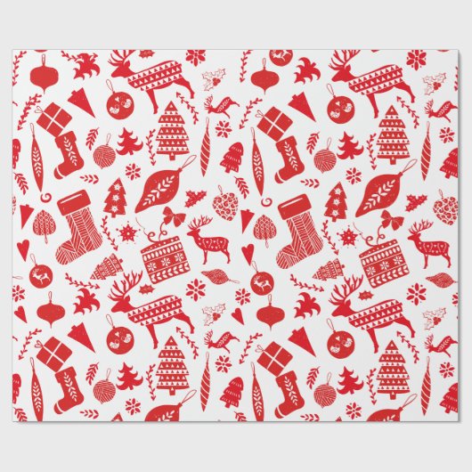 Scandinavisch kerstfeest cadeaupapier (Vlak)