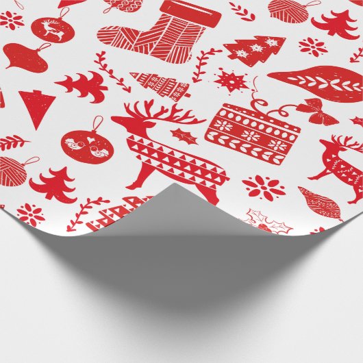 Scandinavisch kerstfeest cadeaupapier (Hoek)