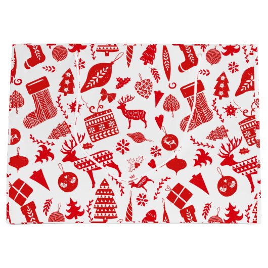 Scandinavisch kerstfeest groot cadeauzakje (Voorkant)