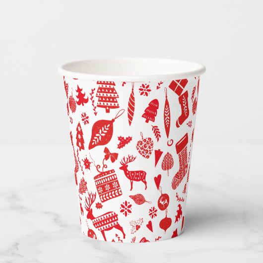 Scandinavisch kerstfeest papieren bekers (Achterkant)