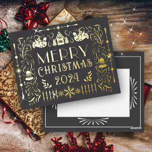Scandinavisch kerstjaar grijs folie feestdagen briefkaart