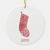 Scandinavisch Kerstkous Jaar Rood Wit Keramisch Ornament (Voorkant)