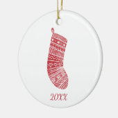 Scandinavisch Kerstkous Jaar Rood Wit Keramisch Ornament (Links)