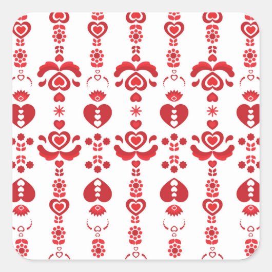 Scandinavisch Kerstmis Modern Rosemaling Patroon Vierkante Sticker (Voorkant)