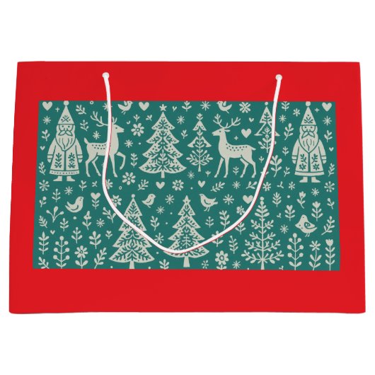 SCANDINAVISCH KERSTMIS PATROON CADOZAK GROOT CADEAUZAKJE (Voorkant)