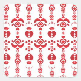 Scandinavisch Kerstmoderne Rosemaling-patroon Vierkante Sticker