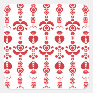 Scandinavisch Kerstmoderne Rosemaling-patroon Vierkante Sticker