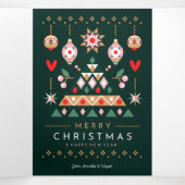 Scandinavisch Kerstontwerp Drieluik Wenskaart (Binnenkant midden)