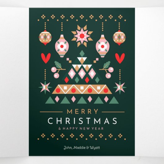 Scandinavisch Kerstontwerp Drieluik Wenskaart (Binnenkant midden)