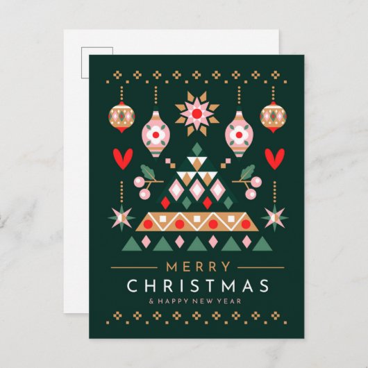 Scandinavisch Kerstontwerp Feestdagenkaart (Voorkant / Achterkant)