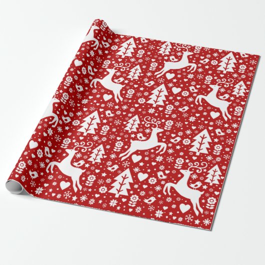Scandinavisch kerstpatroon cadeaupapier (Uitgerold)