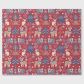 Scandinavisch kerstpatroon cadeaupapier (Vlak)