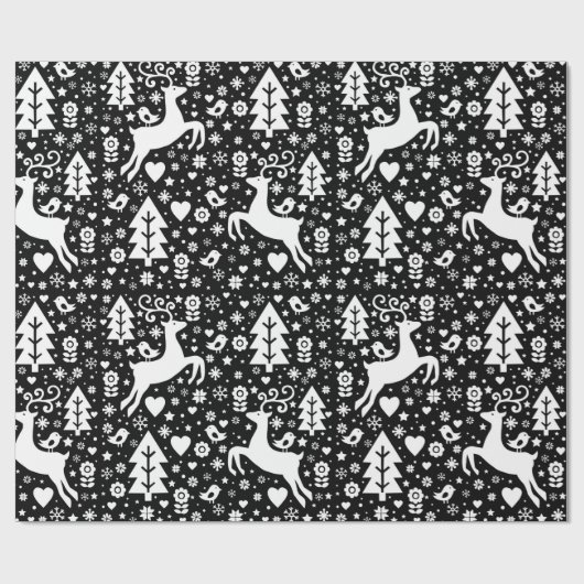 Scandinavisch kerstpatroon cadeaupapier (Vlak)