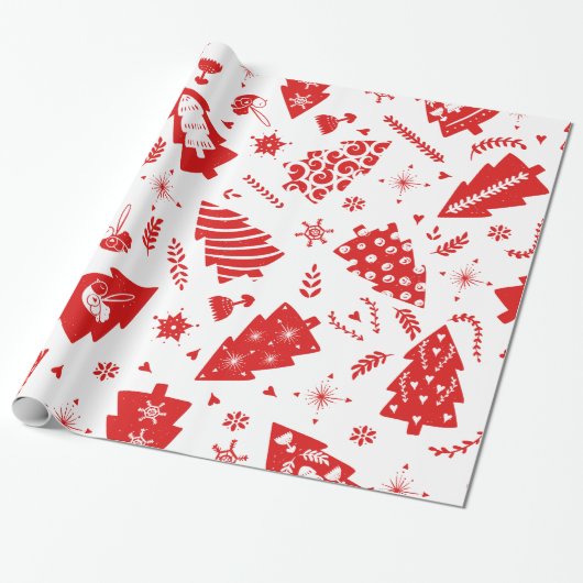 Scandinavisch kerstpatroon cadeaupapier (Uitgerold)