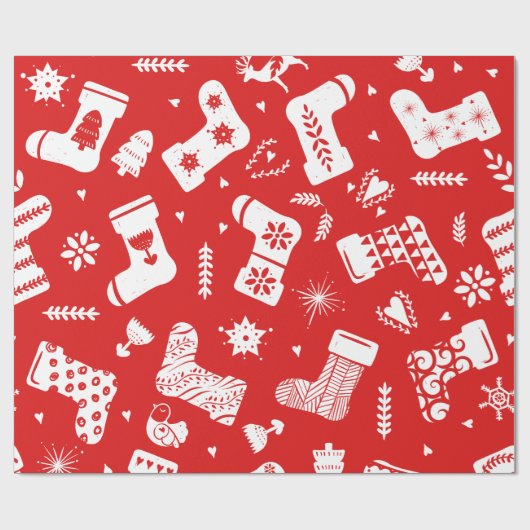 Scandinavisch kerstpatroon cadeaupapier (Vlak)