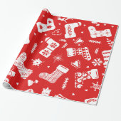 Scandinavisch kerstpatroon cadeaupapier (Uitgerold)