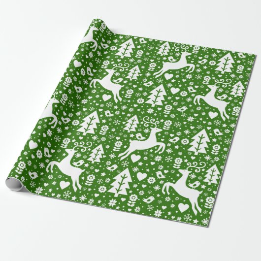 Scandinavisch kerstpatroon cadeaupapier (Uitgerold)