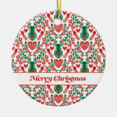 Scandinavisch kerstpatroon met Antlers & Hearts Keramisch Ornament (Voorkant)