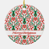 Scandinavisch kerstpatroon met Antlers & Hearts Keramisch Ornament (Achterkant)