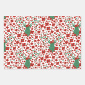 Scandinavisch kerstpatroon met bloemen en vogels inpakpapier vel (Voorkant 3)