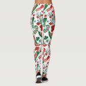 Scandinavisch kerstpatroon met bloemen en vogels leggings (Achterkant)