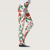 Scandinavisch kerstpatroon met bloemen en vogels leggings (Rechts)