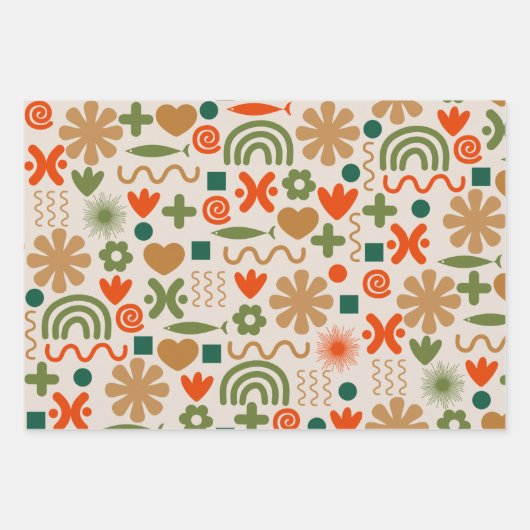 Scandinavisch kerstpatroon uit de middeleeuwen inpakpapier vel (Voorkant 3)