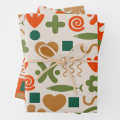 Scandinavisch kerstpatroon uit de middeleeuwen inpakpapier vel (In situ)