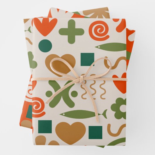 Scandinavisch kerstpatroon uit de middeleeuwen inpakpapier vel (In situ)