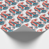 Scandinavisch kerstpatroonrood wit en blauw cadeaupapier (Hoek)