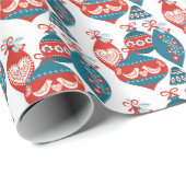 Scandinavisch kerstpatroonrood wit en blauw cadeaupapier (Rol Hoek)