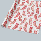 Scandinavisch kerstrood Wit Cadeaupapier