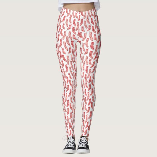 Scandinavisch kerstrood Wit Leggings (Voorkant)