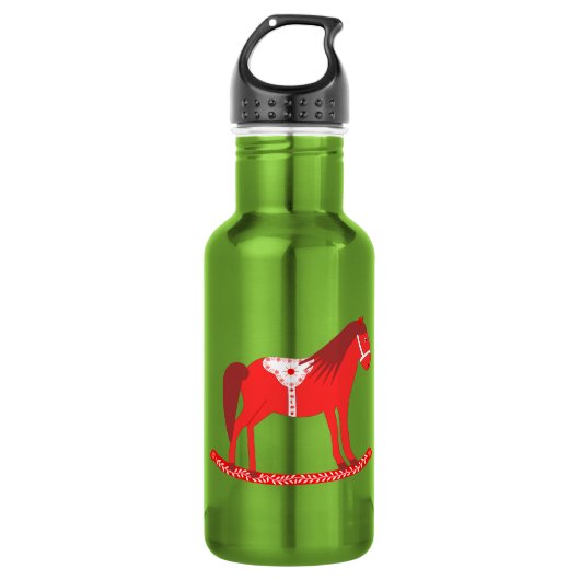 Scandinavisch Kerstschommelpaard Waterfles (Voorkant)