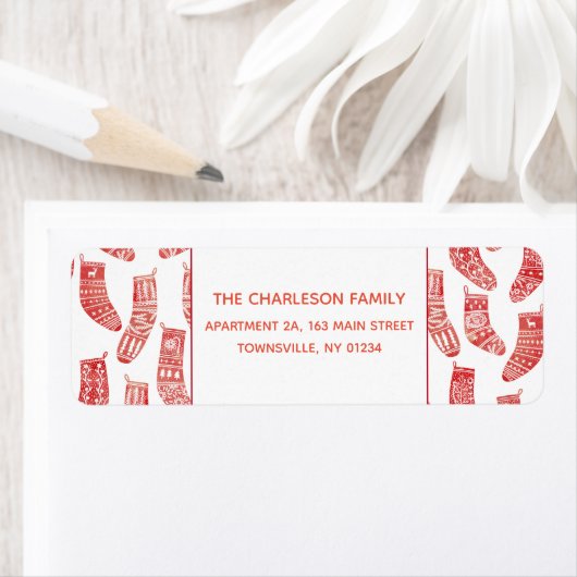 Scandinavisch kerststooking Patroonadres Etiket (Insitu)